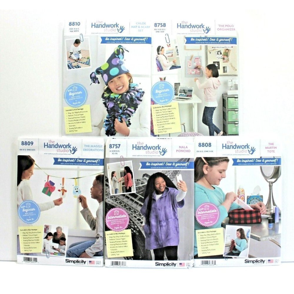 Simplicity Sewing Patterns Kids‎ The Handwork Studio Lot 5 Multi Beginner DIY